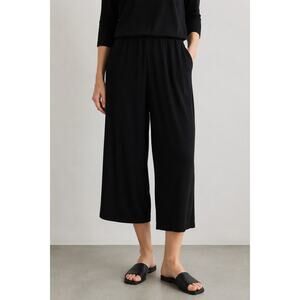 Porto SF Black Wide Leg Cropped Pull on Pants Minimalist Lagenlook sz 2/Medium
